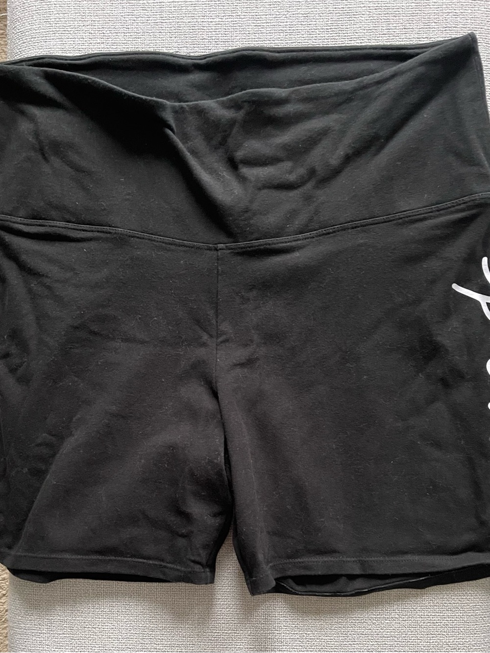PINK Victoria's Secret Black High-Rise Waistband Bike Shorts with Side Logo